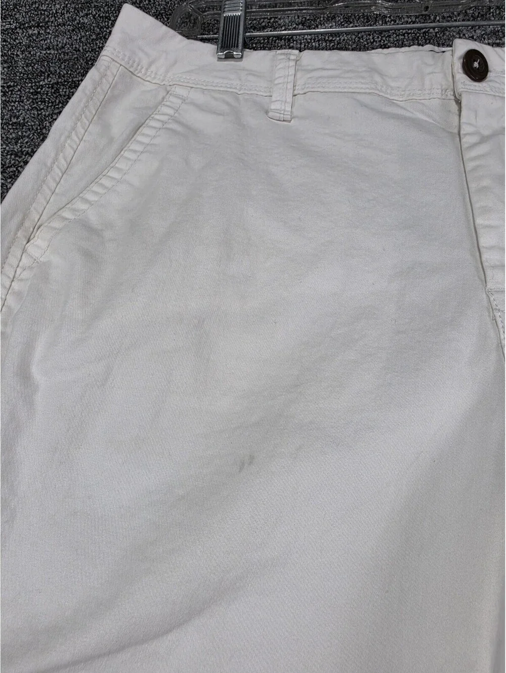 AERO Chino Shorts Men Cotton Stretch Flat Front Solid White Button Pockets